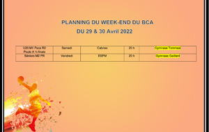 planning match week-end 29/30 avril 2022