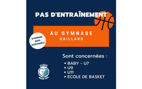 PAS D'ENTRAINEMENT MERCREDI 14 &amp; SAMEDI 17 DECEMBRE 22